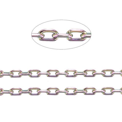 Tynd rustfri stål kæde, i diamond kæde, i regnbue farver, kæden er 1.5x1x0.5mm, du kan få den i den længde du har brug for.