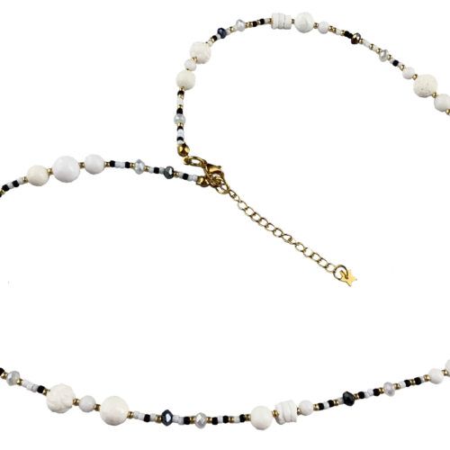 Halskæde / armbånd, med jade, koral, Shell perler og Toho glasperler