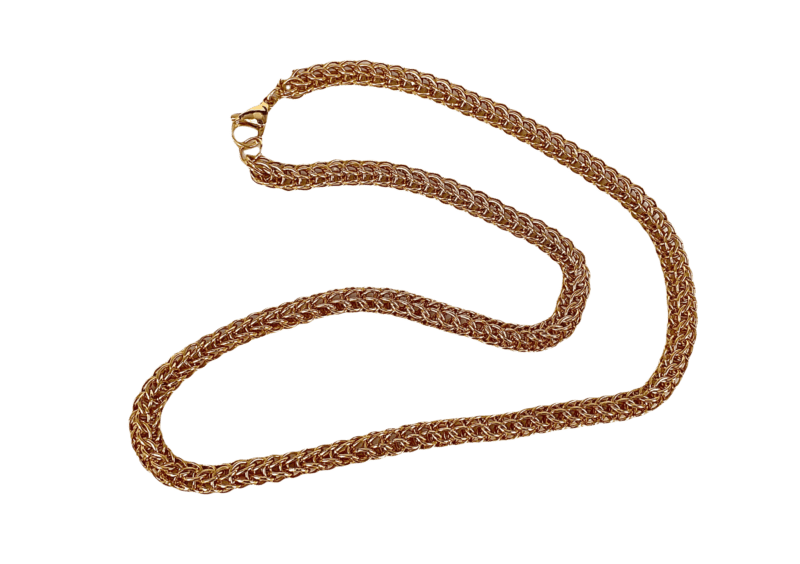 Full persian chainmail halskæde i forgyldt rustfri stål, kæden laves efter dine mål. Kæden er ca. 6mm. breden.