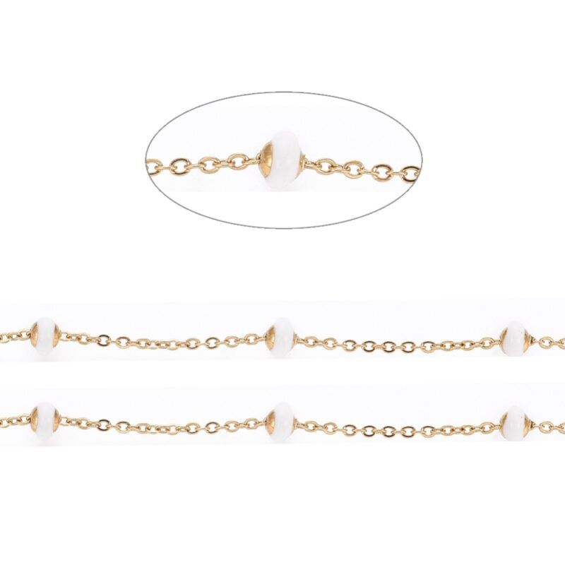 Flot tynd rustfri stål kæde med enamel perler i flere varianter, satelite kæde i forgyldt rustfri stål og rustfri stål! Med enamel perler.