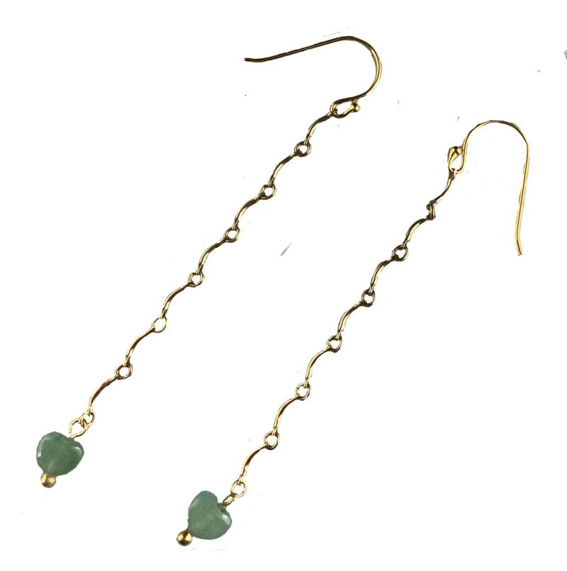 Håndlavet kæde øreringe i forgyldt Sterling sølv, med Grøn Aventurin.